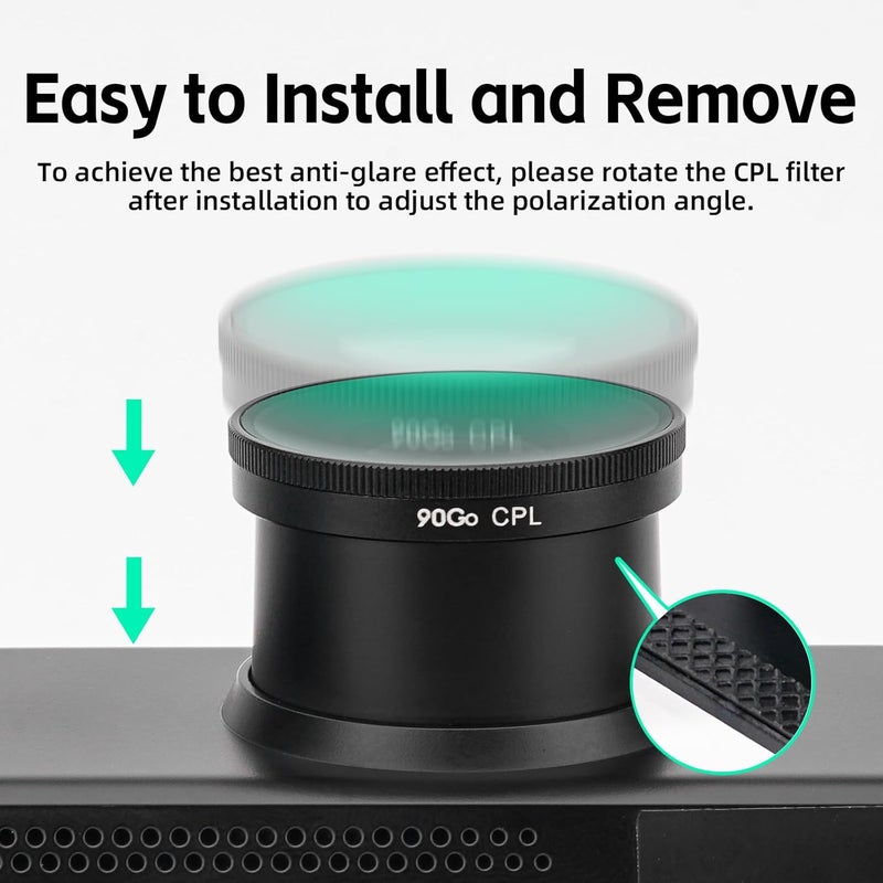 90Go CPL Filter for REDTIGER 4K Dash Cam F17(Not Compatible with F7N Series/F17 Elite),Circular Polarizer Lens for Front Camera,Enhance Video Clarity,Reduce Glare,Perfect for 2160P Ultra HD Recording. - Image 3